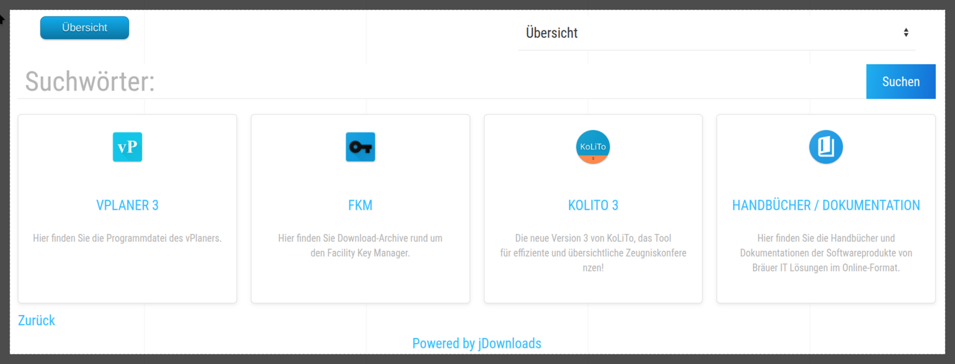 Ansicht Downloadbereich